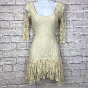 UO Ecote White/Cream Lace 3/4 sleeve Dress